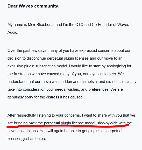 mcallejas_music's tweet image. Thank you music community for stepping up to the sudden licensing change by Waves. The pressure worked! #Wavesplugins