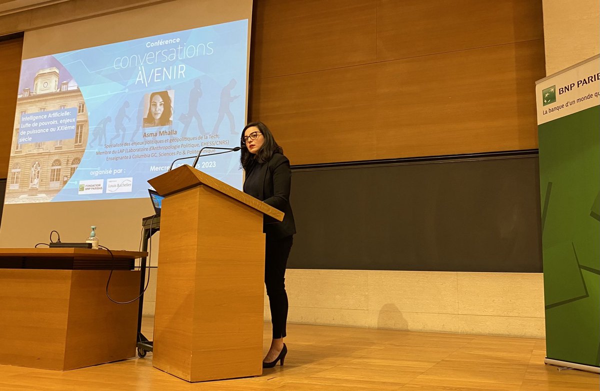 GiordanoIsabel's tweet photo. Très fière de soutenir les Concersations à venir : conférence au Collège de France avec la brillante ⁦@AsmaMhalla⁩. « L’IA pose la question du pouvoir ». #aiderleschercheurs #accesauxsavoirspourtous ⁦@FondationBNPP⁩ https://t.co/NvEtazQRS8