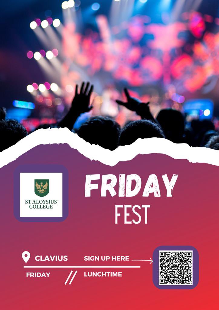 📣CALLING ALL MUSICIANS📣

FridayFest will begin after Easter and is open to any pupil looking for an opportunity to perform to an audience 🎶

Get yourself signed up or see Ms Fyfe for more info! 🎸🎺🥁🎷🎤

@StAlsGlasgow 

#StAloysiusCollege #TheStartofSomethingGreat