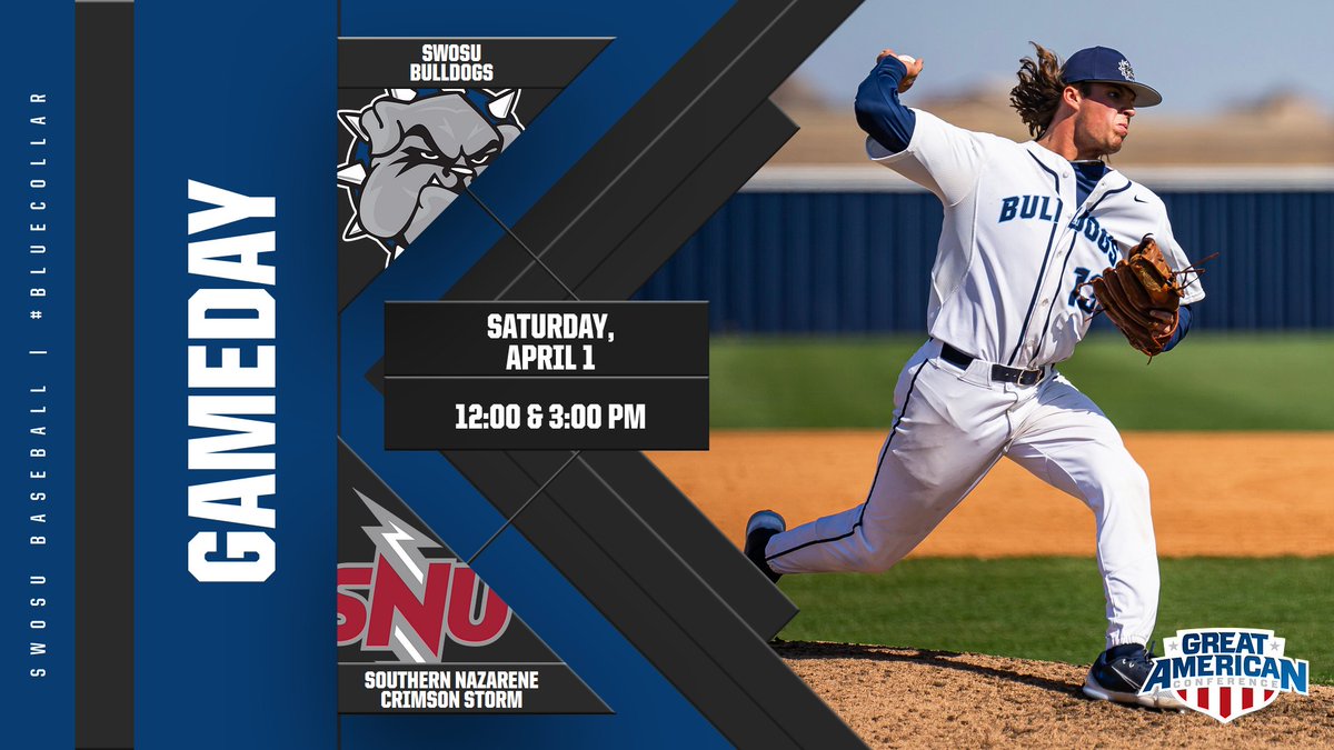 SWOSUAthletics's tweet photo. Playing two today🤩

🆚 Southern Nazarene
🕛 12 &amp; 3 PM
🚌 Bethany, OK
📊 https://t.co/JsRsQ7Lc61

#BlueCollar | @SWOSUBaseball https://t.co/LndlvqXdYS