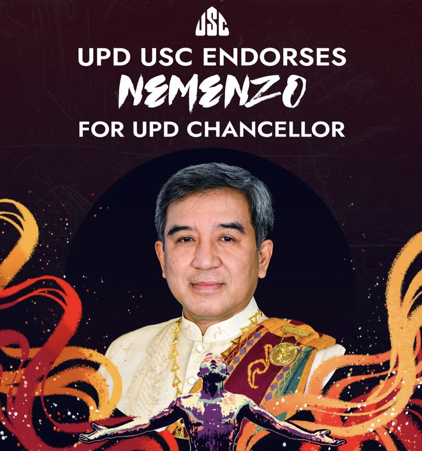 #UPDChancy | OFFICIAL STATEMENT OF ENDORSEMENT OF THE UP DILIMAN UNIVERSITY STUDENT COUNCIL FOR DR. FIDEL NEMENZO AS THE 12TH UP DILIMAN CHANCELLOR This coming April 3, the Board of Regents will select the 12th UP Diliman Chancellor— #DefendUP #UPDChancy