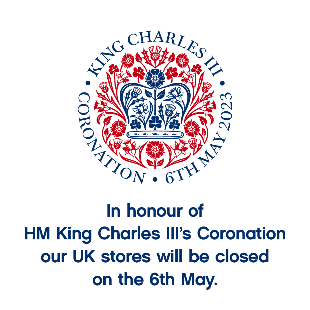To allow our colleagues to join in on the celebrations, our UK stores will be closed 6th May in honour of HM King Charles III’s Coronation 👑 

 #KingsCoronation