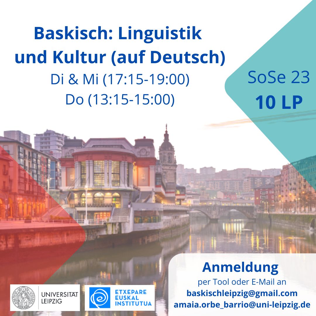 baskischleipzig's tweet photo. Angebot Sommersemester 2023!

Dieses Semester kannst du auch in Leipzig Baskisch lerner. Ikasi euskara Leipzigen! https://t.co/I0aCE05iJ3