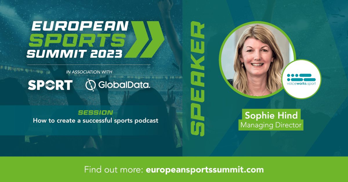 broadcast_sport's tweet photo. Find out how to maximise the potential of your #sportspodcast series with @voiceworksai Sport's @SophieAHind at the #EuropeanSportsSummit.

Buy your tickets today at: https://t.co/fmzh422rXh #ESS2023 https://t.co/cS1WIIIn7E
