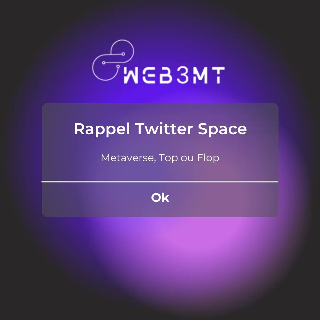Web3markteam's tweet photo. Ne manquez rien du rendez-vous de demain !
Metaverse, Top ou Flop ?
Donnez-nous vos avis ! Et rejoignez-nous à midi!
https://t.co/Ow0NBT0Ytc

#metaverse #toporflop #twitterspace #community #french #medias https://t.co/WQCjWfhyL9