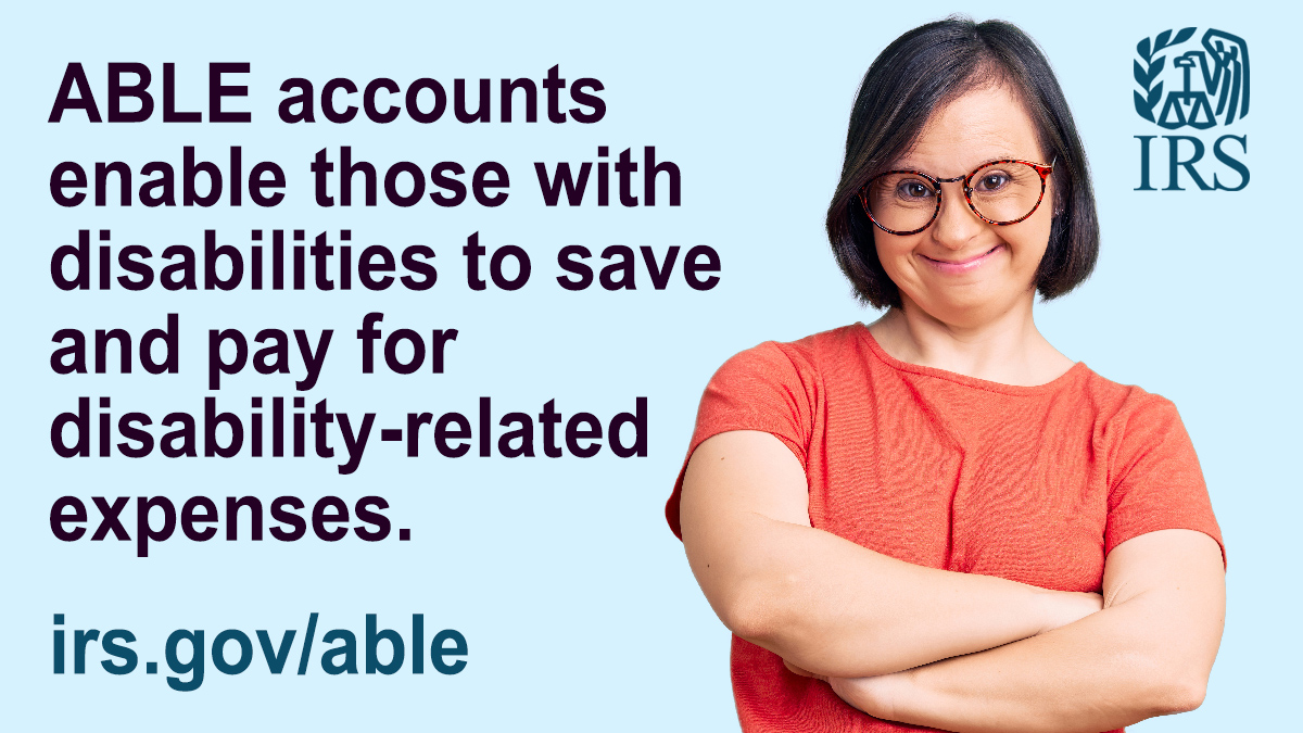IRStaxpros's tweet image. Living with a disability can come with additional expenses. During National Developmental #DisabilitiesAwarenessMonth, #IRS shares how Achieving a Better Life Experience or ABLE accounts can help pay qualified disability-related expenses: irs.gov/able #DDAM2023