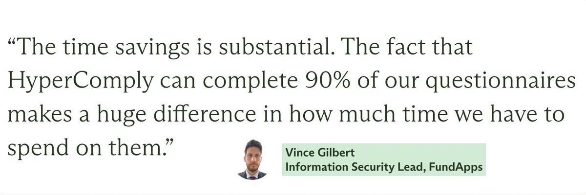Time is money. Check out how <a href="/FundApps/">FundApps</a> is flying through #securityquestionnaires with HyperComply. 🚀