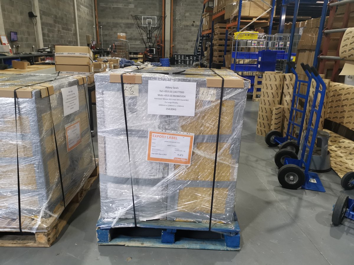 Auf wiedersehen und willkommen! Equipment and stock leaving Dublin en route to Germany for Hanover Messe 2023. We'll see you there; drop by our stand and chat with our expert team. HALL 05, Stand B02. Hope they sell non-alcoholic beer there :)