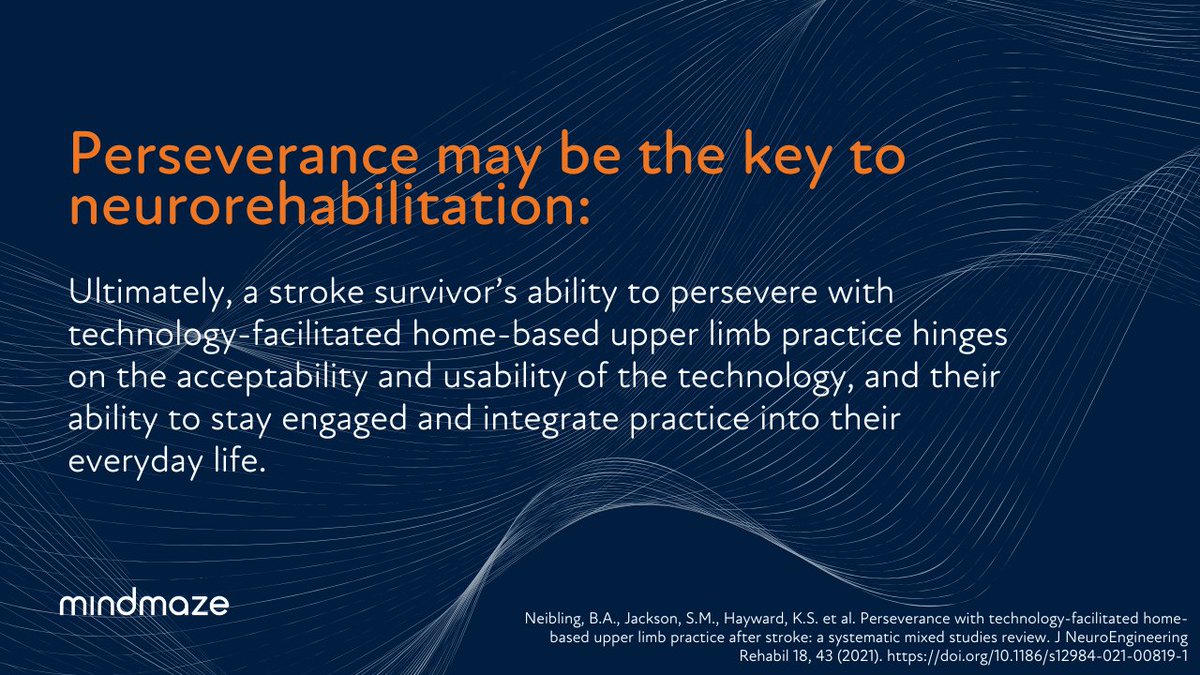 MindMazeTx's tweet image. As technology is being explored more thoroughly for its rehabilitative potential for patients with neurological diseases, we can attest to how important regular, high-intensity activity and a home-based practice can be to full recovery. Read more here: jneuroengrehab.biomedcentral.com/articles/10.11…