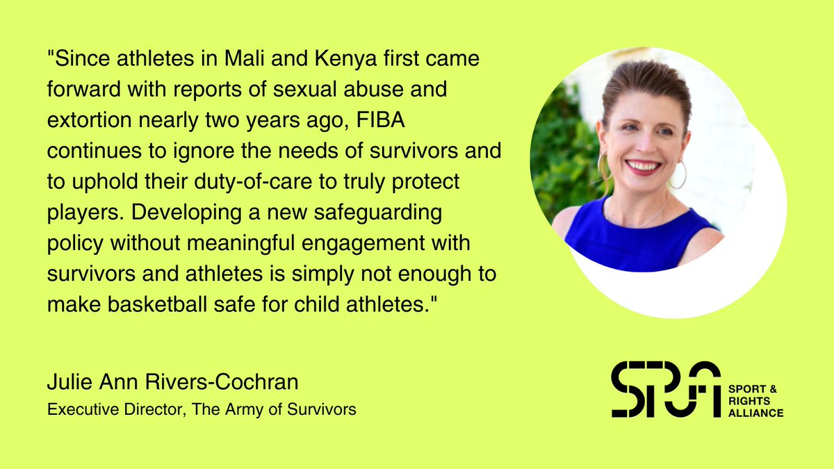 We stand with the whistleblowers &amp; survivors of sexual abuse in #Mali &amp; #Kenya basketball – who, after 2 yrs, have still not received real justice, remedy or restored opportunities to play.

<a href="/FIBA/">FIBA Basketball</a> &amp; <a href="/Olympics/">The Olympic Games</a>, it's time to fix this.

🗣️ youtu.be/-Gf3JgajdNg

#PutAthletesFirst