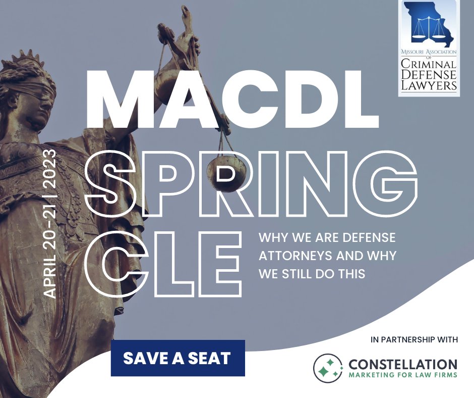 MoACDL's tweet photo. Join us for "Why Are We Defense Attorneys and Why We Still Do This" Date: April 20-21st 2023. Location: Hollywood Casino Maryland Heights, Missouri Find more information, event schedule and featured speakers:  https://t.co/nS4tNAOCJw https://t.co/w1nUtm1PCN