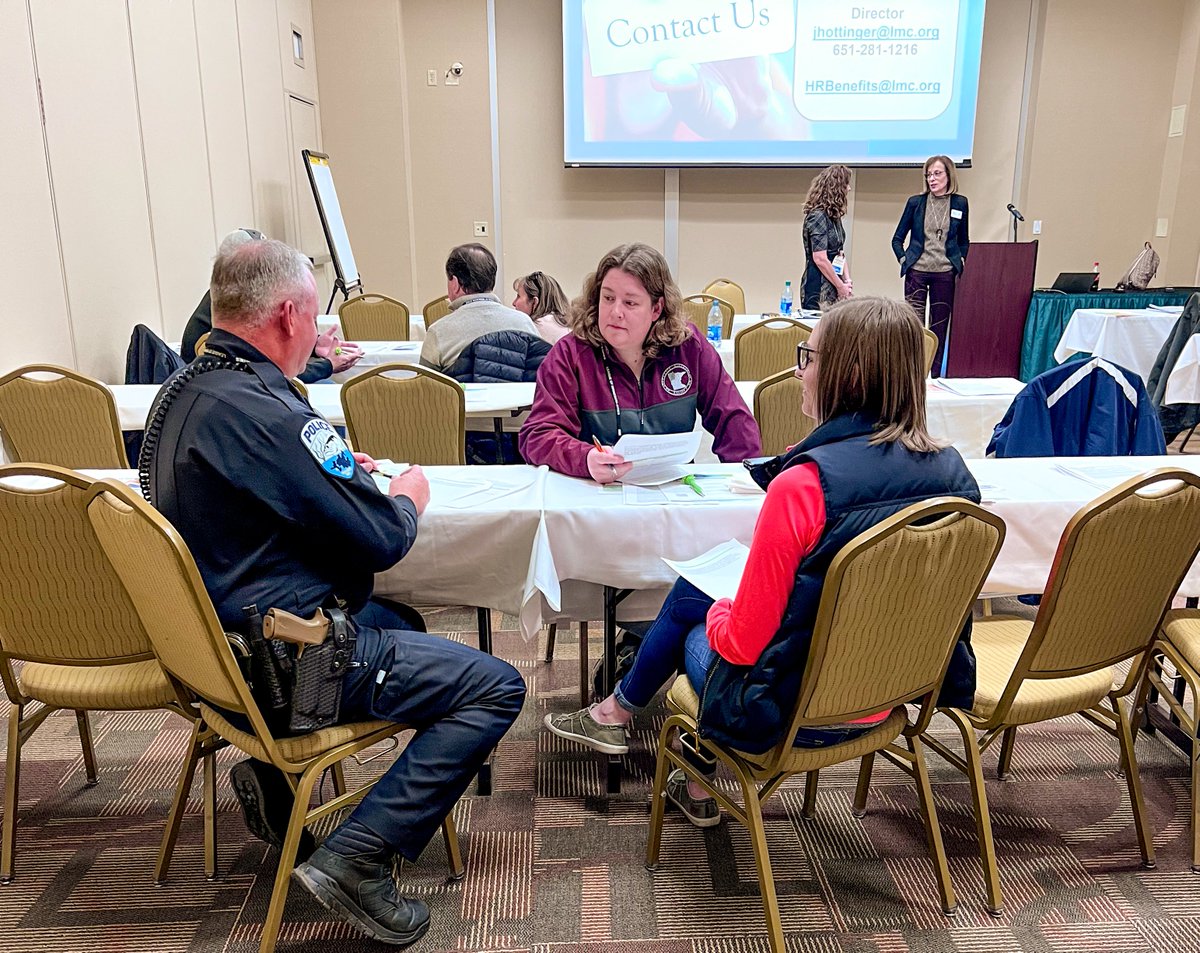 MinnesotaCities's tweet image. Our #LMCIT loss control experts are on the road for Loss Control Workshops! First stop: Bemidji. Great to see so many police, clerks, IT, public works, and other city employees dedicated to making their cities safer. 

Register for a workshop: ow.ly/Vanv50Nv1Ra

#MnCities