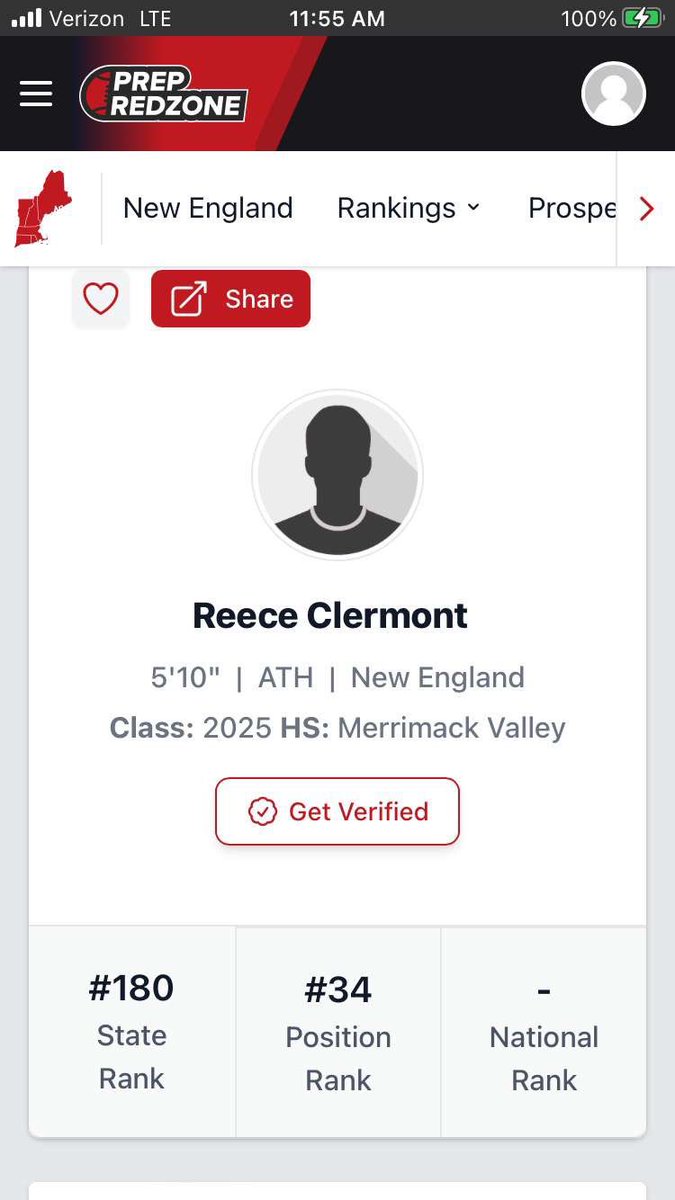 reececlermont's tweet photo. Thankful for the 34th ranking in New England for ‘2025 running backs, and 180 overall! Job not finished yet @PRZPAvic @PRZNewEngland https://t.co/7cUI8qyvCJ