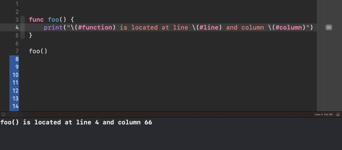 swiftandtips's tweet image. 😲 Did you know about these compiler directives In Swift?

#function will provide the name of the function in which it appears
#line the line number on which it appears
#column the column number in which it begins

They can help make debugging and logging easier!✅