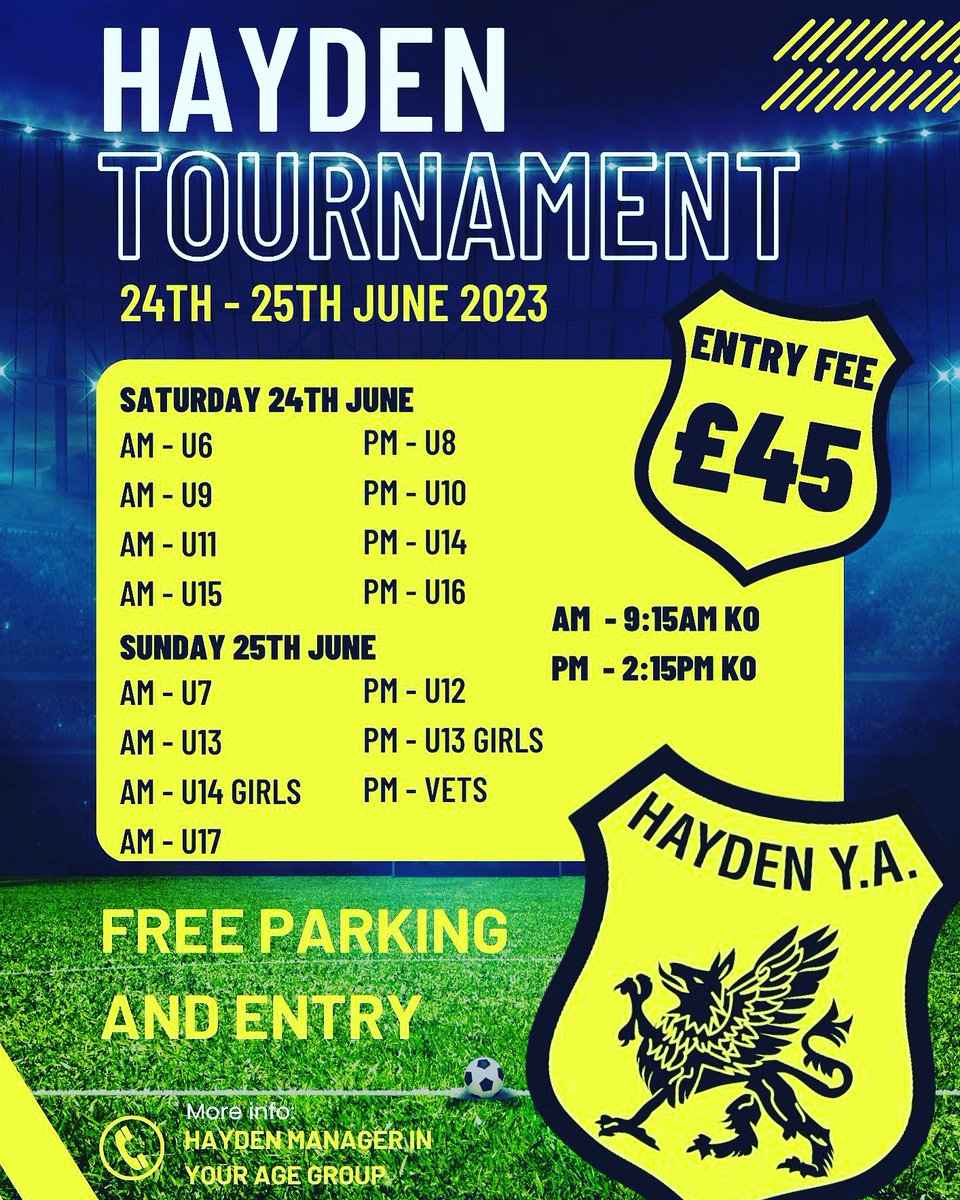 Date for the diaries!! The annual Hayden’s tournament…all welcome! Come and check us out. ⚽️⚽️