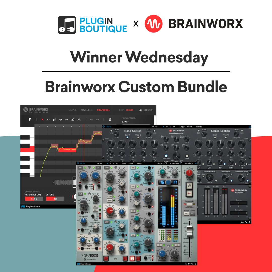 PluginBoutique's tweet image. We have partnered up with Brainworx to give you the chance to win a Custom Bundle. 🎉
​
To enter, simply follow us - 
@PluginBoutique 

 &amp;amp; retweet this tweet!
​
​The winners will be announced next Wednesday.