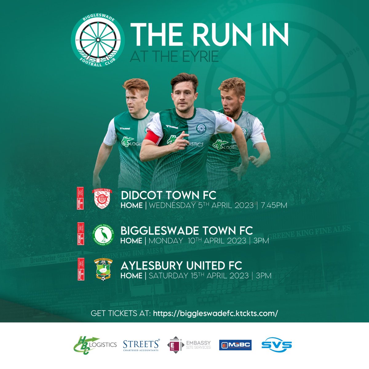 THE RUN-IN | 💚⚽️📅

Make a date to join us for three huge home matches in April as we push for the play-offs!

Save money at the gate, by purchasing in advance...
biggleswadefc.ktckts.com/brand/match-ti…

#WeAreFC