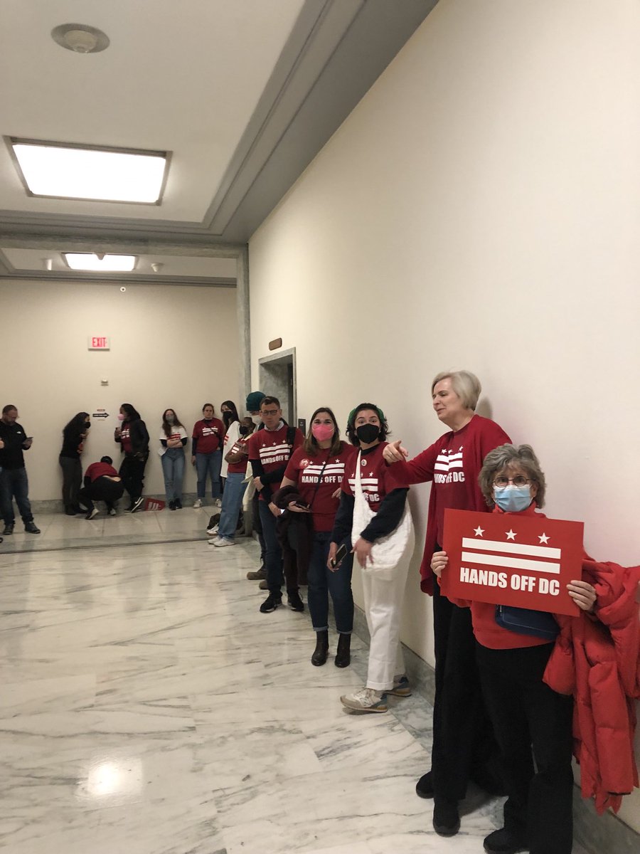 bspivadc's tweet photo. We lined the halls outside of the packed hearing room to let them know that government without the consent of the governed (us!) is still illegitimate. #HandsOffDc #DCVote #DcStatehoodPAC #DCStatehoodNow https://t.co/o9LyFgvLj7