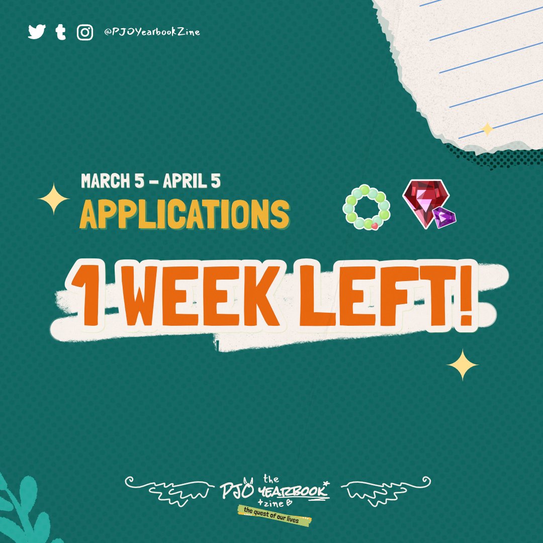 ☀️📗 1 Week Left!! 📗☀️

Time is running short &amp; the gods' tempers are running shorter — run to the finish line, demigods, before the clock runs out on this quest!!

We'd love to see more page artists 🎨 Application links below!!