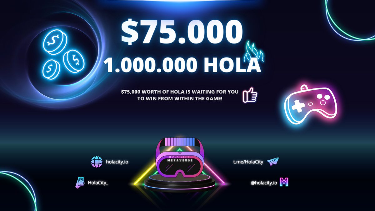 HOLA CITY is launching 🎉🎉🎉 To celebrate this with you, a unique $75,000 worth of $HOLA marathon has been created. 1,000,000 tokens will be distributed in this marathon. Link 👉 holacity.io Rules 👉 holacity.gitbook.io #AI #metaverse #HolaCity_