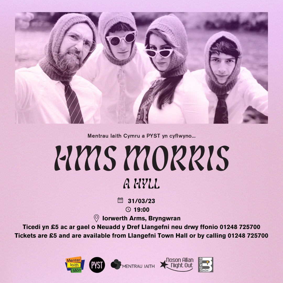 MonIaith's tweet photo. GIG IN BRYNGWRAN, THIS FRIDAY NIGHT!

What are you doing on Friday night? Come along to support #HMSMorris and #Hyll!

📍 Iorwerth Arms
📆 31/03/23
⏰ 19:00
🎟️ Tickets are only £5 (YEP!) and are available from Llangefni Town Hall.They will also be available on the door. https://t.co/BDErwIRU0g