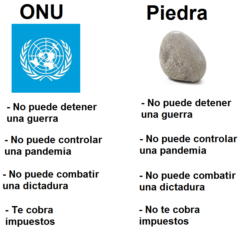 NoVive_Socialis's tweet photo. Una piedra >>>> La ONU https://t.co/IIQHc9Ctl1