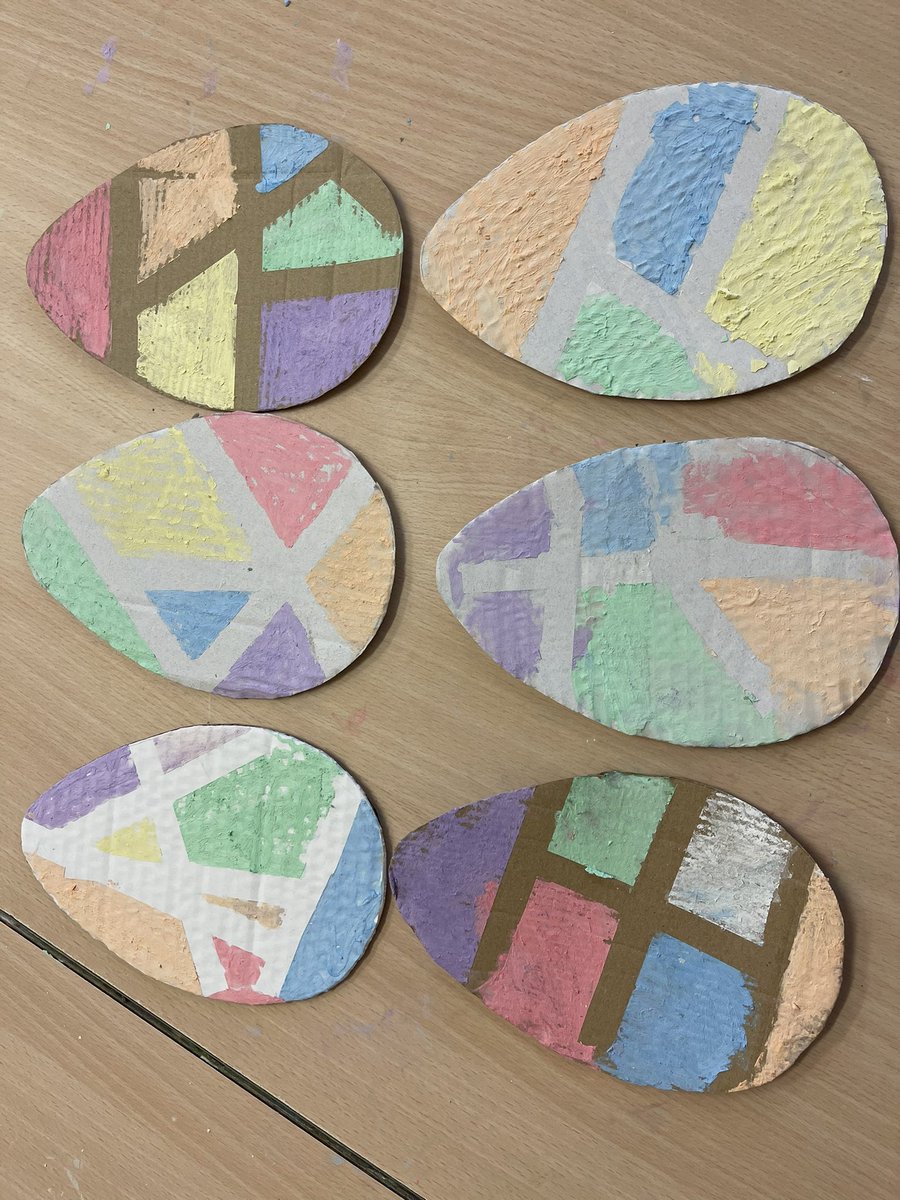 We have gone egg-tastic for our busy fingers time this week. Saplings class have used masking tape and damp chalk to create these wonderful Easter egg designs. <a href="/hertsearlyyears/">HfL Early Years</a> #Easter #EYFS