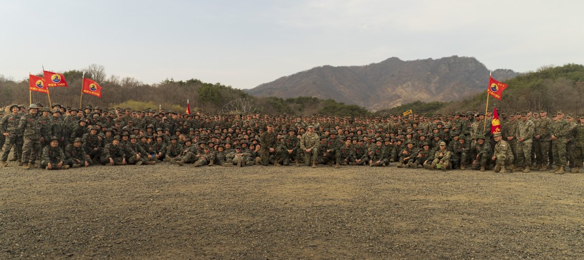 USMC's tweet photo. #Marines assigned to @3d_Marine_Div and Republic of Korea Marines hold the opening ceremony for Korean Marine Exercise Program (KMEP) 23.3 in the Republic of Korea, March 27.
KMEP is a series of continuous-combined training exercises designed to enhance the ROK-U.S. Alliance. https://t.co/iNoYpt2QyV