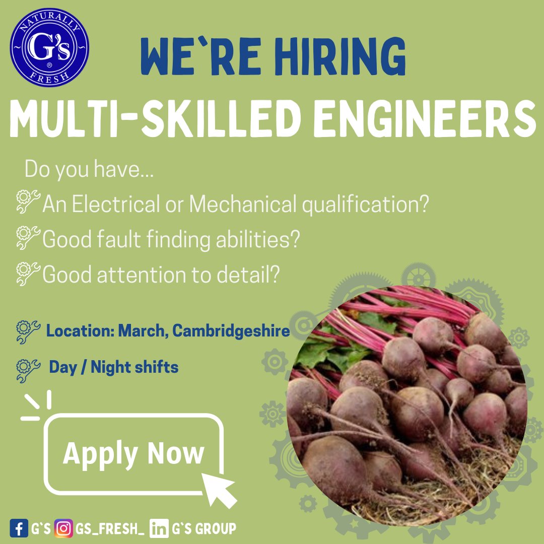 Apply online today if this sounds like the role for you! 🛠️

#engineers #engineeringcareers #gsfresh #gscareers