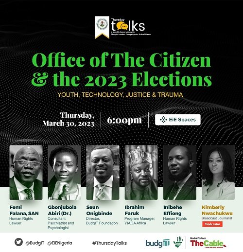 EiENigeria's tweet photo. We have an excellent lineup of speakers for this month's #ThursdayTalks. Confirmed speakers are @femifalana_SAN, @seunonigbinde, @IbrhmFaruk, @InibeheEffiong &amp; @dgbonj.
Moderator: @BIkimberly
Set your reminder - https://t.co/Pp0ZehTV9e
@BudgITng @thecableng https://t.co/2ewp1q3tMe