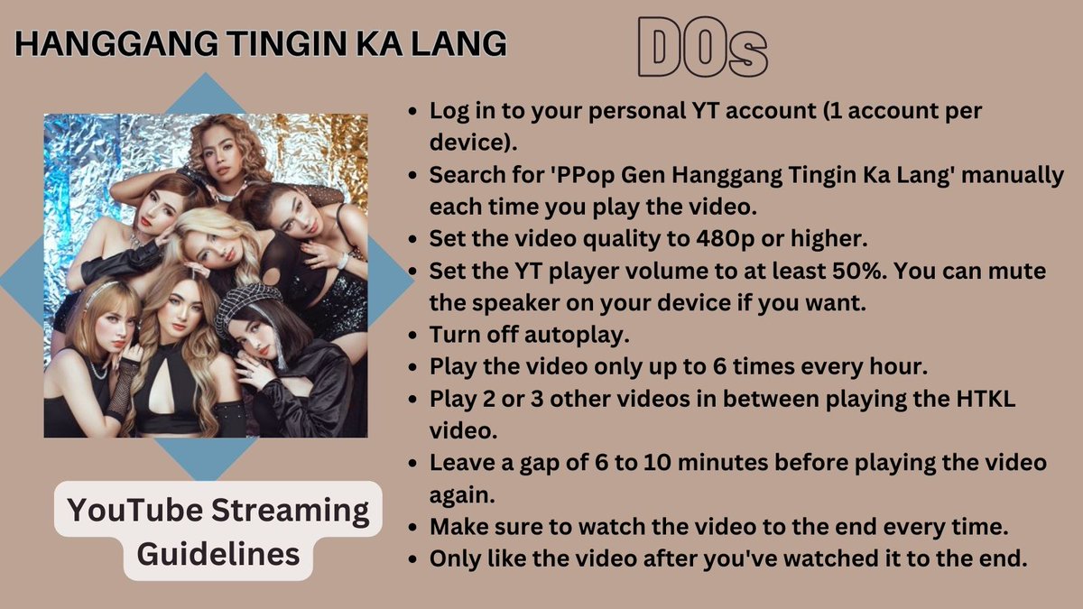 OfficialPpopGen's tweet photo. #PPopGen niyo, nagresearch late at night. We looked into guidelines for when we #StreamHanggangTinginKaLang on YouTube so that every view counts. Eto po, we prepared a graphic for you. 
Thanks again po for the support! We really appreciate it!
#HTKLMV
#PPOPRISE https://t.co/QR2hAb2lZi