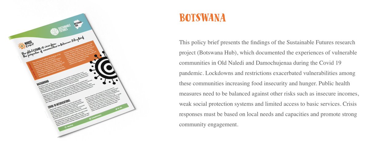 We are launching 5 policy-briefs stemming from the Whose Crisis? initiative - The global #COVID19 crisis from the perspective of communities in #Africa -  Visit  whosecrisis.org to access the briefs, our documentary and more. Let's amplify these voices 🌍