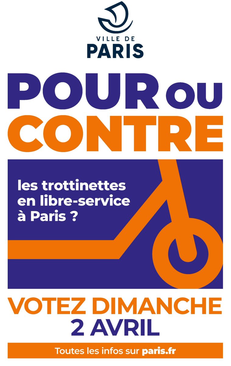 Anne_Hidalgo's tweet photo. Ce dimanche, les Parisiennes et les Parisiens décideront de l'avenir des trottinettes en libre-service dans les rues de Paris. C'est un nouvel exercice démocratique que nous vous proposons.

Rendez-vous près de chez vous, entre 9h et 19h ➡️ https://t.co/Glh2HeHQFH https://t.co/ZbF7ZLcJ1m