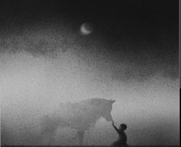 Poético animal 
de incorpórea evidencia
y de absoluto trazo 

- engaño primoroso de la luna,
hado oculto de mi herida - 

frondoso y recurrente
oasis de mi sed: 

tu aullido es certidumbre
de mi vuelta a los bosques.

🖌 Elicia Edijanto