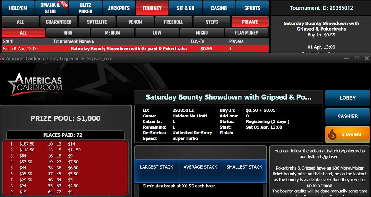Gripsed's tweet photo. 😎 Get Ready for an Epic Saturday! #NewGame
🏆 $1000 Freeroll w/ 10x $86 Bounties 
💸 Plus I'm giving away an $86 MM2 Entry!

To Enter
✅ Retweet
✅ Tag a friend
✅ Follow @PokerBrahs 

🔴Live at https://t.co/UPpkNBjDDb
💰Freeroll starts @ 1pm ET (1 HR LR)
🎤Hosted by Me &amp; Brahs https://t.co/nG3yar2tDB