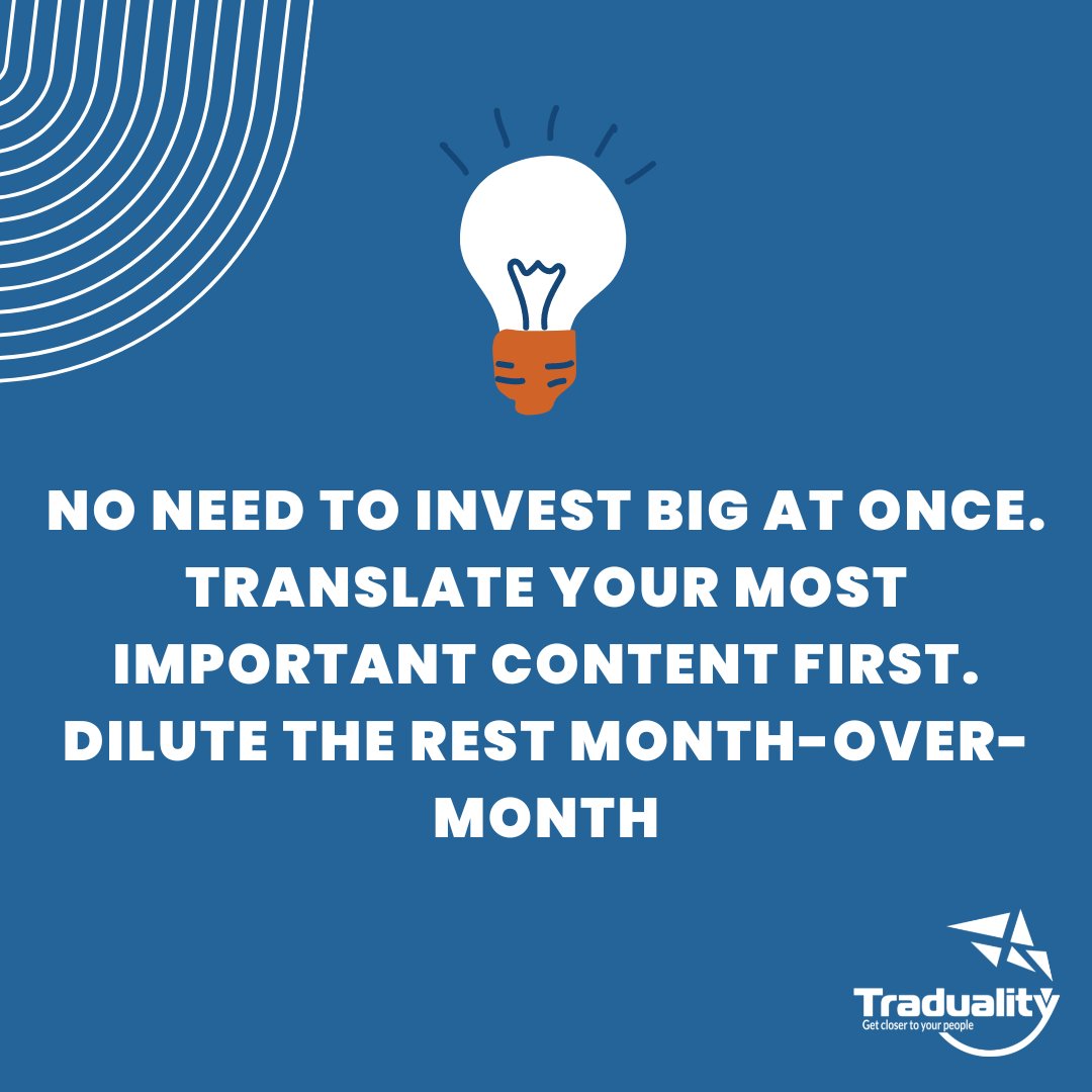traduality's tweet image. Interested in translating your HR and training materials but don&apos;t know where to start? You don&apos;t need to translate everything at once and make a huge investment. Translate your most important content first, dilute the rest month over month.
#hrmanagement, #humanresourceshelp