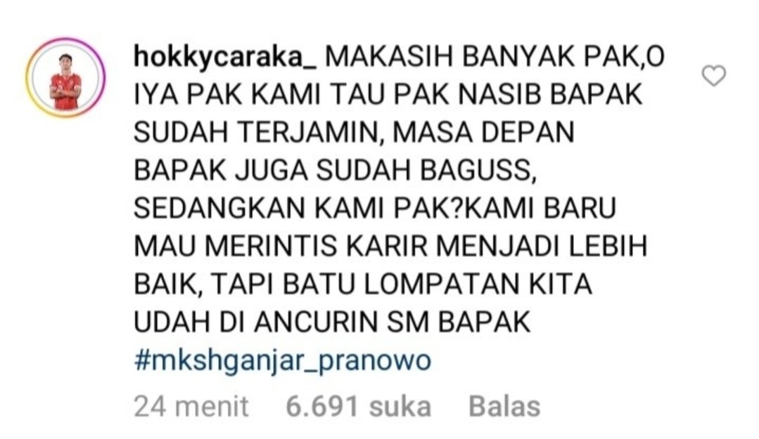 Komentar dua punggawa Timnas U-20 di Instagram pak Gub.. 💔😔