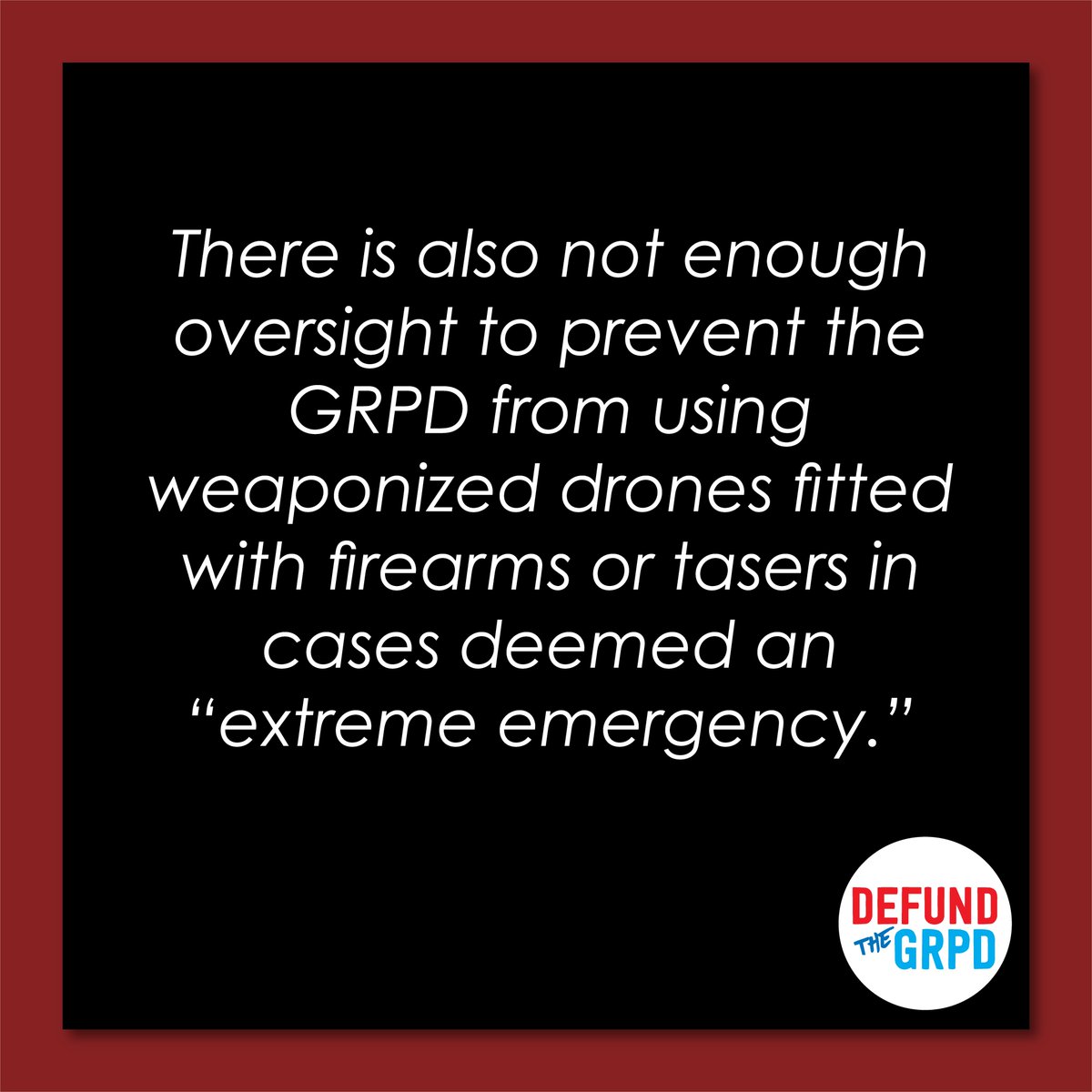 DefundTheGRPD's tweet photo. Call to Action! Write now to tell officials #NoDroneZoneGR. Link is in bio or https://t.co/vJTy7y473i. You can also see more information at our toolkit: https://t.co/5hAtIatqJg
3/4 https://t.co/7vO5xlU1qY