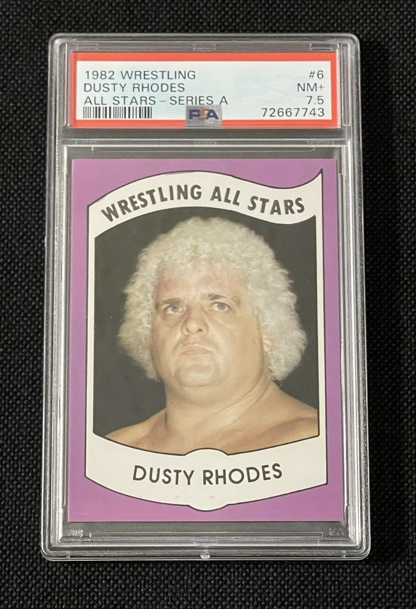 1982 Wrestling All Stars Dusty Rhodes | PSA 7.5 NM+

“I have wined and dined with kings and queens, and I’ve slept in alleys and dined on pork and beans”.

#WrestlingCardWednesday #WrestlingCards #NWA #DustyRhodes #TheAmericanDream #PSAgraded