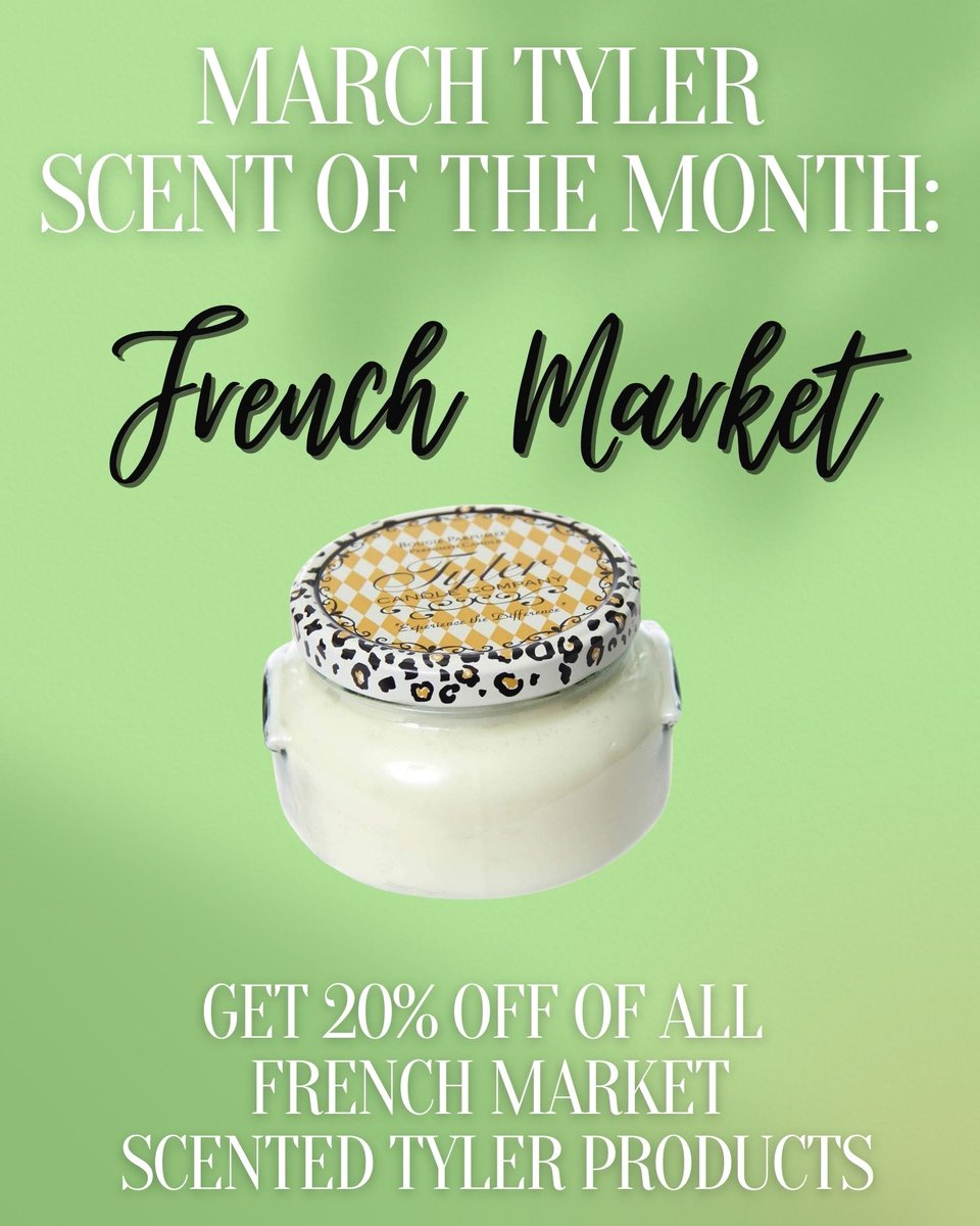 Only a few days left to enjoy French Market scented products 20% off! 💚👒🍉 Fresh floral with notes of gardenia and tuberose. Extremely unique! 

#Gaudieandco #ShopLocal #shopsmall #gaudie #instagram #boutique #shopping #shopping #online #boutique #OOTD #Texasboutique #momout
