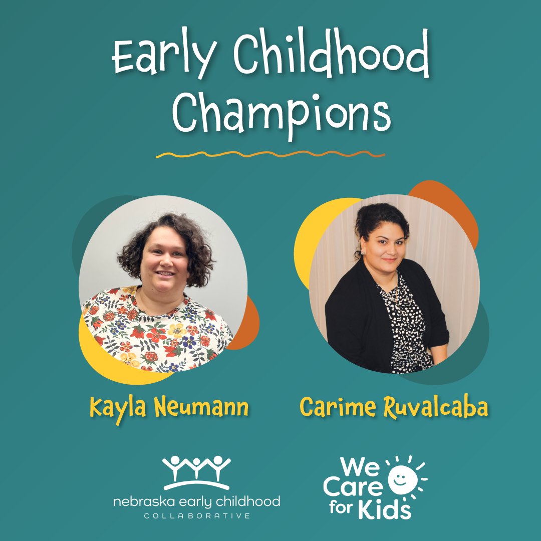NebraskaEarly's tweet photo. @WeCareforKidsNE Before March is over, we would like to applaud this month's Early Childhood Champions one more time! 👏 Congratulations to Kayla and Carime - your dedication to early learning is impactful! Check out Kayla and Carime's stories on the blog https://t.co/3gcDCkkTnL https://t.co/j0eG5td2xW