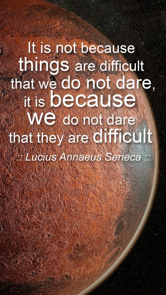 allmarsOfficial's tweet photo. #Mars #things #difficult #because #Seneca #allmars
It is not because things are difficult that we do not dare, it is because we do not dare that they are difficult.
:: Lucius Annaeus Seneca ::
https://t.co/DkEy4FbTy6 https://t.co/JQ1rz6R0Bo