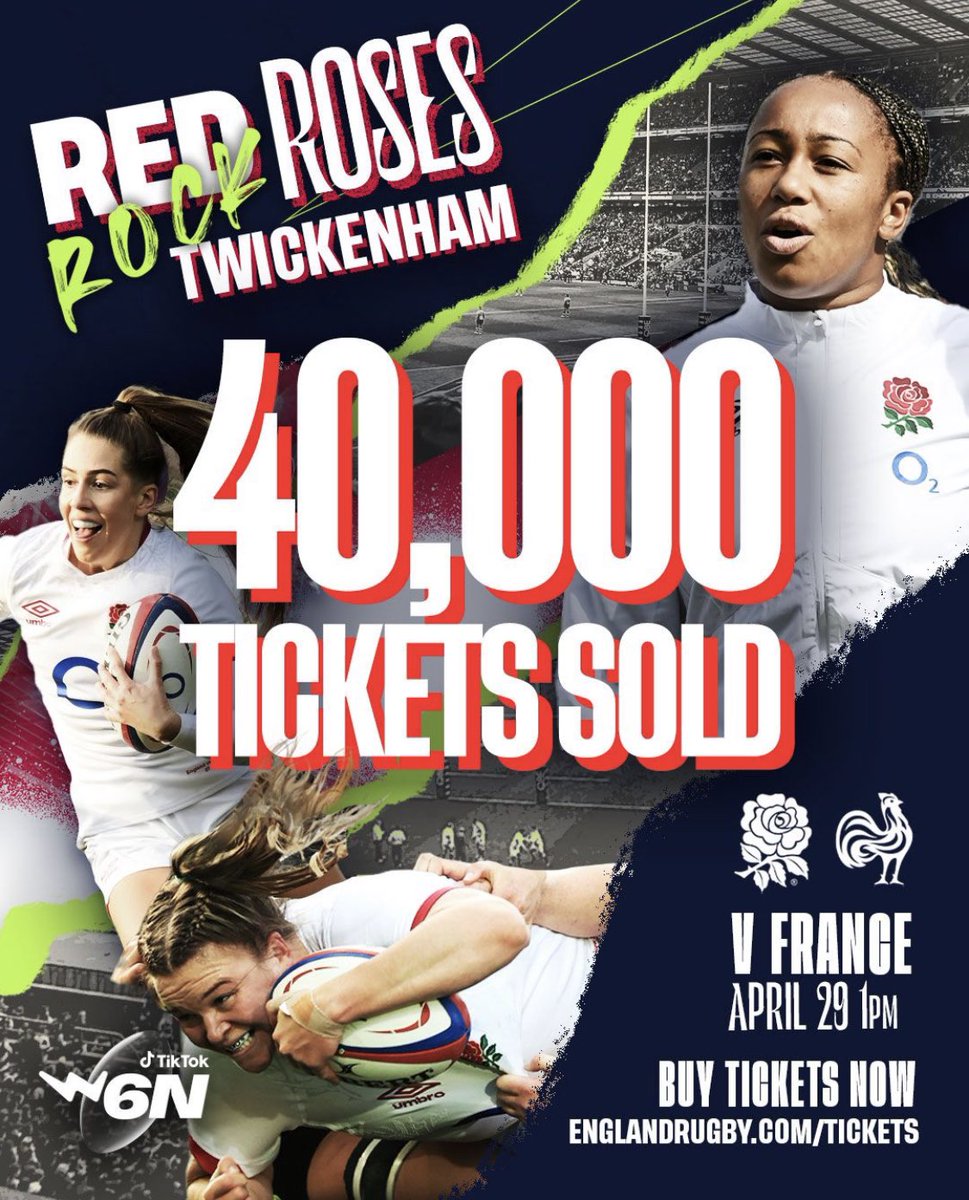 Sue Anstiss MBE (@sueanstiss) on Twitter photo Got a bit excited on the Tube today.
Wonderful to see an advert for England v France <a href="/Womens6Nations/">Guinness Women's Six Nations</a> game at Twickenham on April 29.
First standalone women’s game at Twickenham & 40k tickets already sold. Got a bit excited on the Tube today.
Wonderful to see an advert for England v France <a href="/Womens6Nations/">Guinness Women's Six Nations</a> game at Twickenham on April 29.
First standalone women’s game at Twickenham & 40k tickets already sold.