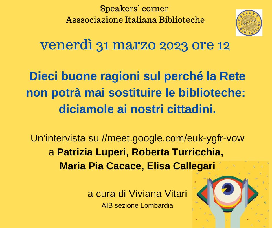 Biblioteche sociali, dalle Stelline di Milano un'intervista alle colleghe delle sezioni regionali.
#aib #lifelonglearning