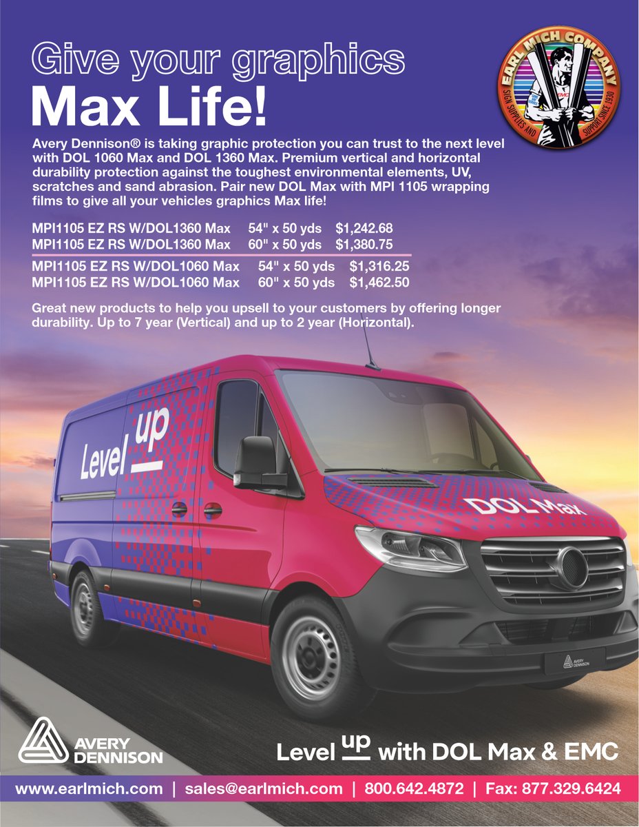 Level UP with DOL1060 MAX from <a href="/AveryDennison/">Avery Dennison</a> . 
Your graphics will thank you! Now available at <a href="/EarlMich/">Earl Mich Company</a>  earlmich.com