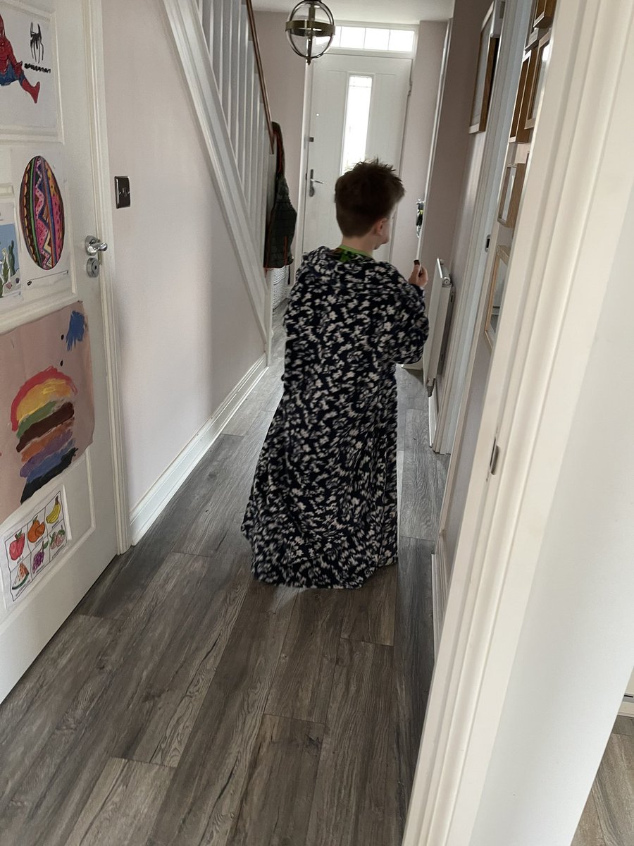 I just adore the way Jacob still wears his mothers dressing gown over two years after her death. He says he can still smell her….I don’t have the heart to tell him I put her perfume on it for him 💔