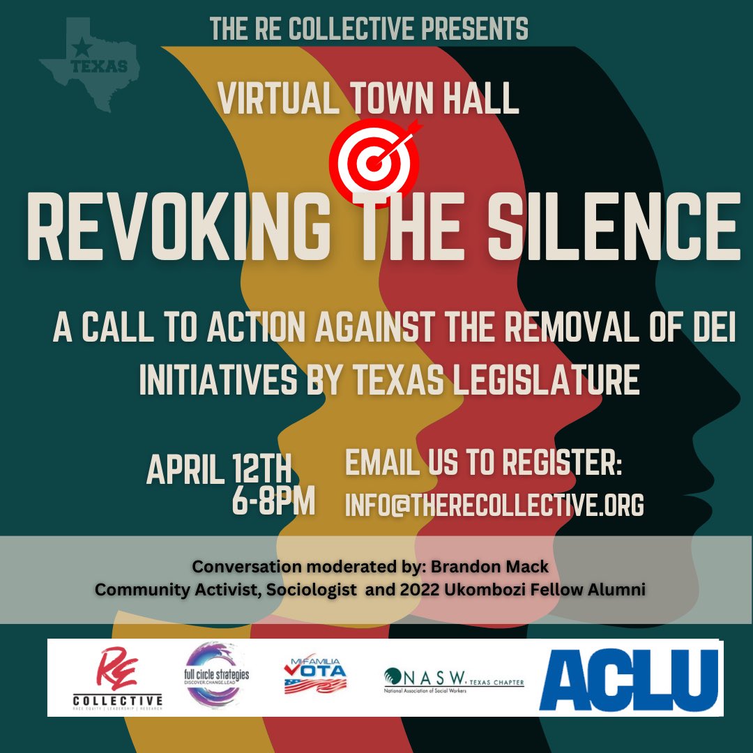 therecollectiv2's tweet photo. On April 12th, 6-8 pm the ReCollective will be holding a Virtual Townhall as a Call to Action against the removal of DEI. This conversation will be moderated by one of our first Alumni Ukombozi Fellow! If you are interested please email info@therecollective.org to register. https://t.co/rS1R4IWynU