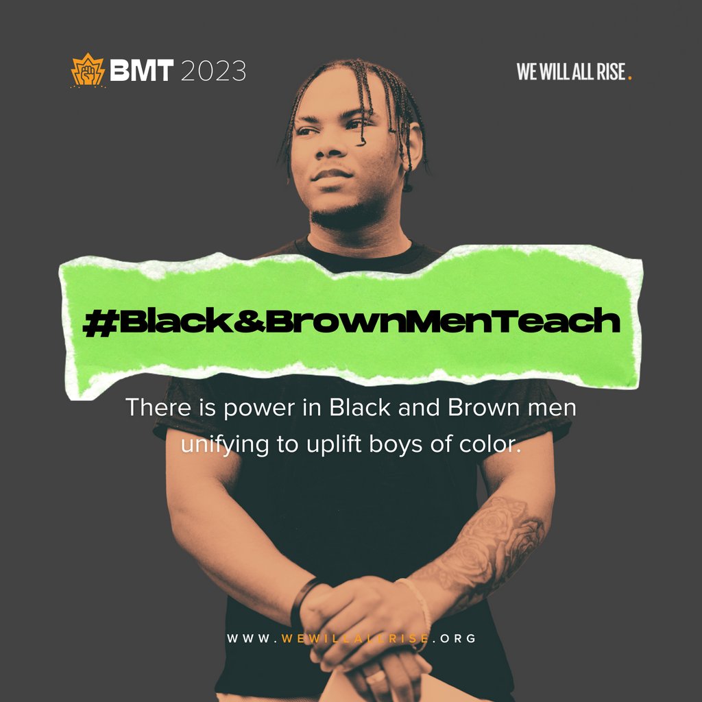 We Will All Rise works to increase the representation of Black and Brown men educators in classrooms and school buildings in the regions where we operate. 

#WeWillAllRise #BMT2023 #Black&amp;BrownMenTeach