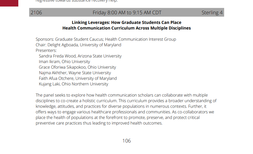 Najmaakhther's tweet photo. Though we were ready to travel for #csca23, we had to cancel it last moment. Happy that one of our papers will be presented in the #toppanel. Thank you Dr. @ProfMattSeeger for presenting our work! #COVID19 #vaccinecommunication #minority #highered @WSUComGrad @KhairulIslam11 https://t.co/vnyHT8IqmG