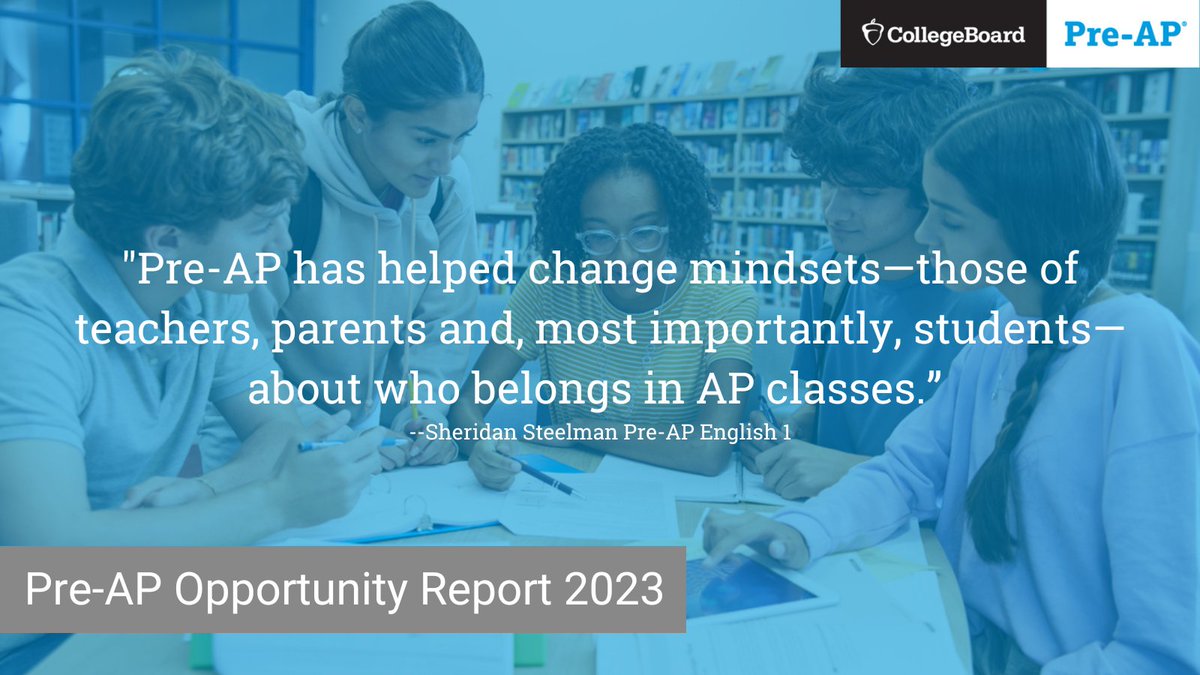 The 2023 Pre-AP Opportunity Report is now live! We're incredibly grateful for the work educators are doing to bring the Pre-AP Program to life in their schools and proud of the results. See more about the Pre-AP impact here: buff.ly/3LZFiio